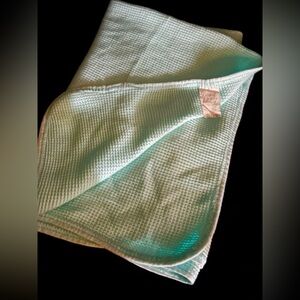 Carters Teal Blue Cotton Waffle Weave Thermal Baby Receiving Blanket 1990s